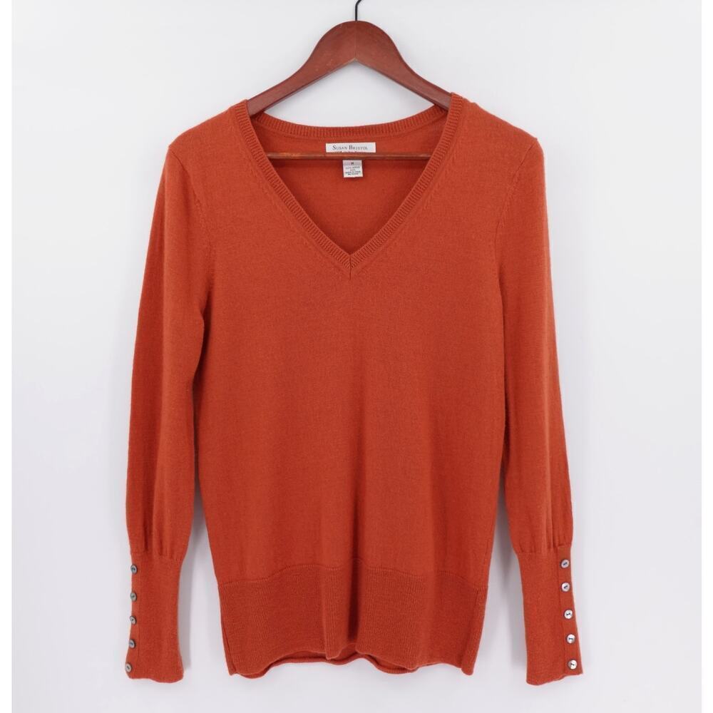 Susan Bristol Merino Wool Sweater Medium Rust Italian Timeless Modest